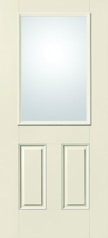 WDMA 34x80 Door (2ft10in by 6ft8in) Exterior Smooth Fiberglass Impact Door 1/2 Lite 2 Panel Clear Low-E 6ft8in 1