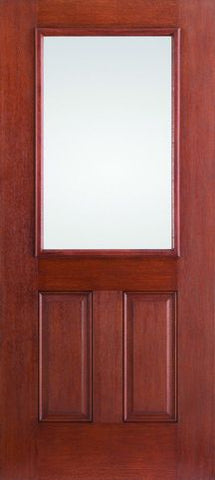 WDMA 34x80 Door (2ft10in by 6ft8in) Exterior Mahogany Fiberglass Impact Door 1/2 Lite 2 Panel Clear Low-E 6ft8in 1