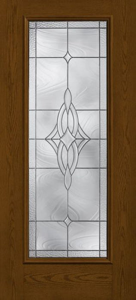 WDMA 34x80 Door (2ft10in by 6ft8in) Exterior Oak Wellesley Full Lite W/ Stile Lines Fiberglass Single Door 1