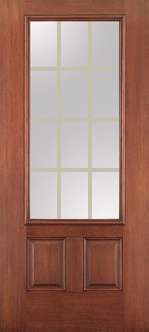 WDMA 34x80 Door (2ft10in by 6ft8in) French Mahogany Fiberglass Impact Door 6ft8in 3/4 Lite GBG Flat White 1