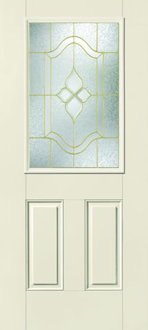 WDMA 34x80 Door (2ft10in by 6ft8in) Exterior Smooth Fiberglass Impact HVHZ Door 1/2 Lite 2 Panel Concorde 6ft8in 1