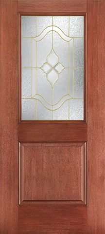 WDMA 34x80 Door (2ft10in by 6ft8in) Exterior Mahogany Fiberglass Impact Door 1/2 Lite 1 Panel Concorde 6ft8in 1