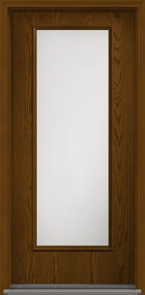 WDMA 34x80 Door (2ft10in by 6ft8in) French Oak Satin Etch Full Lite Flush Fiberglass Single Exterior Door 1