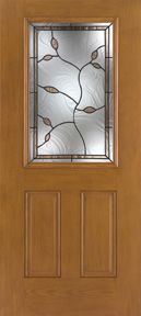 WDMA 34x80 Door (2ft10in by 6ft8in) Exterior Oak Fiberglass Impact Door 1/2 Lite Avonlea 6ft8in 1