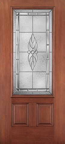 WDMA 34x80 Door (2ft10in by 6ft8in) Exterior Mahogany Fiberglass Impact Door 3/4 Lite 2 Panel Kensington 6ft8in 1