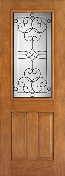 WDMA 34x96 Door (2ft10in by 8ft) Exterior Oak Fiberglass Impact Door 8ft 1/2 Lite Salinas 1