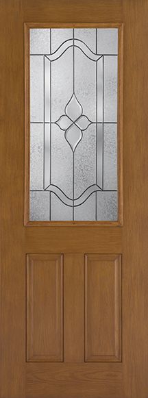 WDMA 34x96 Door (2ft10in by 8ft) Exterior Oak Fiberglass Impact Door 8ft 1/2 Lite Concorde 1