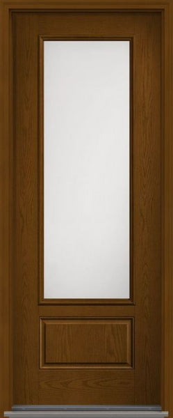 WDMA 34x96 Door (2ft10in by 8ft) Patio Oak Satin Etch 8ft 3/4 Lite 1 Panel Fiberglass Single Exterior Door HVHZ Impact 1