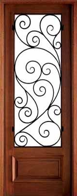 WDMA 36x108 Door (3ft by 9ft) Exterior Mahogany Wakefield Impact Single Door w Burlwood Iron 1