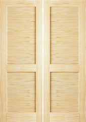 WDMA 36x80 Door (3ft by 6ft8in) Interior Swing Pine 80in Louver/Louver Clear Double Door 1