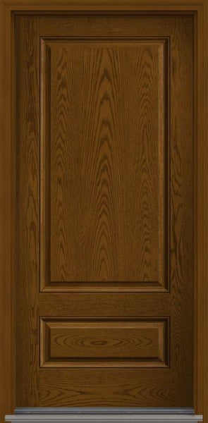 WDMA 36x80 Door (3ft by 6ft8in) Exterior Oak 2 Panel 3/4 Top Fiberglass Single Door HVHZ Impact 1