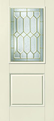 WDMA 36x80 Door (3ft by 6ft8in) Exterior Smooth Fiberglass Impact HVHZ Door 1/2 Lite 1 Panel Crystalline 6ft8in 1