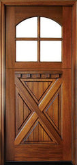 WDMA 36x80 Door (3ft by 6ft8in) Exterior Swing Mahogany Craftsman Crossbuck Panel 4 Lite Arched Single Door Dutch Door 1