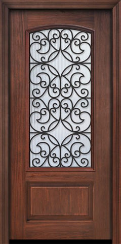 WDMA 36x80 Door (3ft by 6ft8in) Exterior Cherry Pro 80in 1 Panel 3/4 Arch Lite Florence Door 1