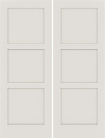 WDMA 36x84 Door (3ft by 7ft) Interior Swing Smooth 84in Primed 3 Panel Shaker Double Door|1-3/8in Thick 1