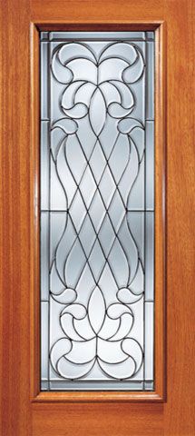 WDMA 36x84 Door (3ft by 7ft) Exterior Mahogany Diamond Pattern Beveled Glass Front Single Door Full Lite 1