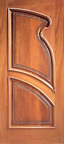 WDMA 36x84 Door (3ft by 7ft) Exterior Mahogany Single Door Hand Carved Arch Panels in Right 1