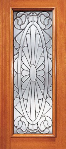 WDMA 36x84 Door (3ft by 7ft) Exterior Mahogany Contemporary Oval Design Beveled Glass Front Single Door Full Lite 1