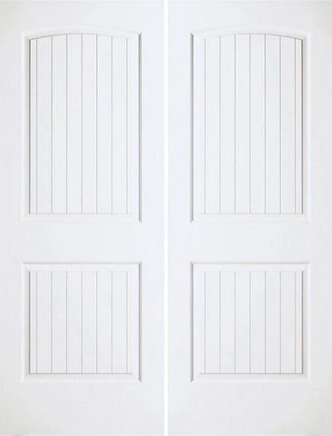 WDMA 36x96 Door (3ft by 8ft) Interior Swing Smooth 96in Santa Fe Hollow Core Double Door|1-3/8in Thick 1