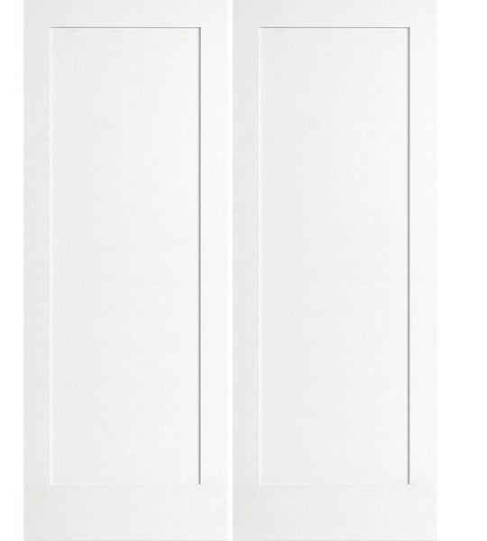 WDMA 36x96 Door (3ft by 8ft) Interior Swing Pine 96in Primed 1 Panel Shaker Double Door | 4020 1