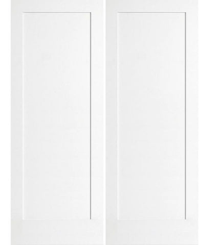 WDMA 36x96 Door (3ft by 8ft) Interior Swing Pine 96in Primed 1 Panel Shaker Double Door | 4020 1