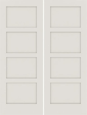 WDMA 36x96 Door (3ft by 8ft) Interior Swing Smooth 96in Primed 4 Panel Shaker Double Door|1-3/8in Thick 1