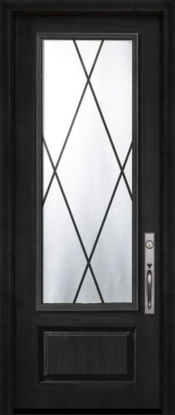 WDMA 36x96 Door (3ft by 8ft) Exterior Cherry Pro 96in 1 Panel 3/4 Lite Sandringham Door 1