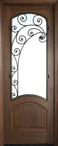 WDMA 36x96 Door (3ft by 8ft) Exterior Swing Mahogany Aberdeen Single Door w Iron #2 Left 1