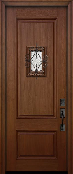 WDMA 36x96 Door (3ft by 8ft) Exterior Mahogany 96in 2 Panel Square Door with Speakeasy 1