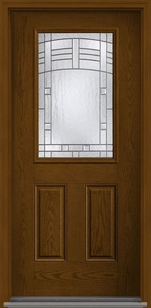 WDMA 36x96 Door (3ft by 8ft) Exterior Oak Maple Park 8ft Half Lite 2 Panel Fiberglass Single Door HVHZ Impact 1