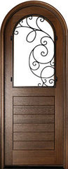 WDMA 36x96 Door (3ft by 8ft) Exterior Swing Mahogany Sicily Single Door/Round Top w Iron #2 1