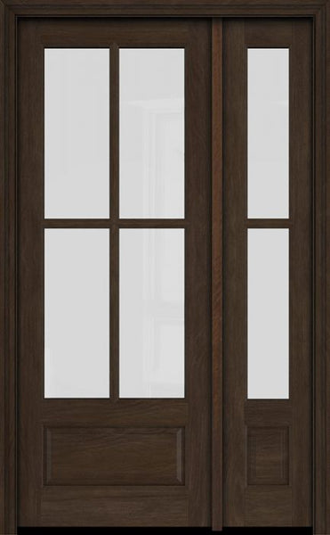 WDMA 38x80 Door (3ft2in by 6ft8in) Exterior Swing Mahogany 3/4 4 Lite TDL Single Entry Door Sidelight 1