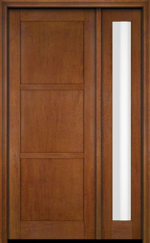 WDMA 38x80 Door (3ft2in by 6ft8in) Exterior Swing Mahogany 3 Panel Windermere Shaker Single Entry Door Sidelight 4