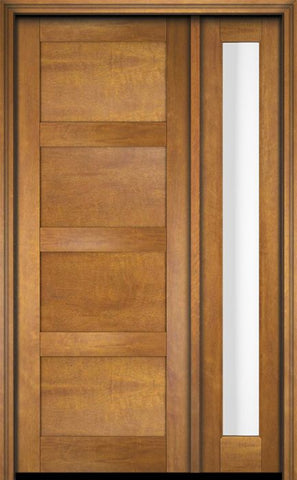 WDMA 38x80 Door (3ft2in by 6ft8in) Exterior Swing Mahogany Modern 4 Flat Panel Shaker Single Entry Door Sidelight 1