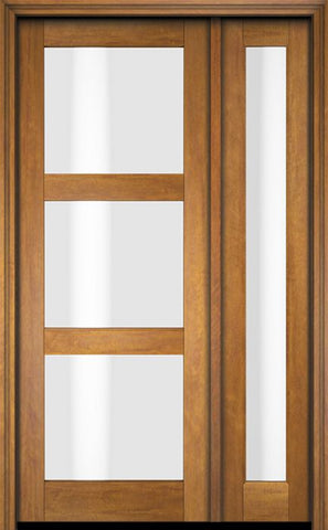 WDMA 38x80 Door (3ft2in by 6ft8in) Exterior Swing Mahogany Modern 3 Lite Shaker Single Entry Door Sidelight 1