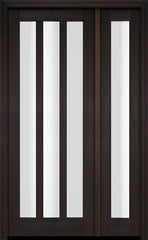 WDMA 38x80 Door (3ft2in by 6ft8in) Exterior Swing Mahogany Modern Slim 3 Glass Shaker Single Entry Door Sidelight 2