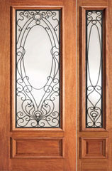 WDMA 38x80 Door (3ft2in by 6ft8in) Exterior Mahogany Victorian Ironwork Glass Door One Sidelight 3/4 Lite 1