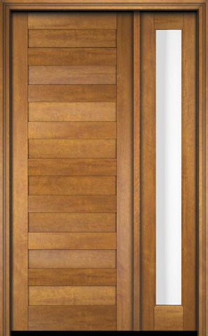 WDMA 38x84 Door (3ft2in by 7ft) Exterior Swing Mahogany Modern Slim Panel Shaker Single Entry Door Sidelight 1