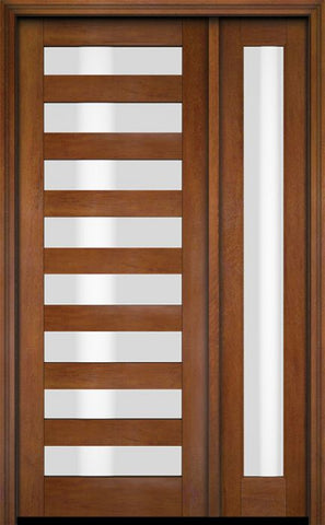 WDMA 38x84 Door (3ft2in by 7ft) Exterior Swing Mahogany Modern Slimlite Glass Shaker Single Entry Door Sidelight 4