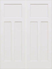 WDMA 40x80 Door (3ft4in by 6ft8in) Interior Barn Smooth 80in Craftsman III 3 Panel Shaker Hollow Core Double Door|1-3/8in Thick 1