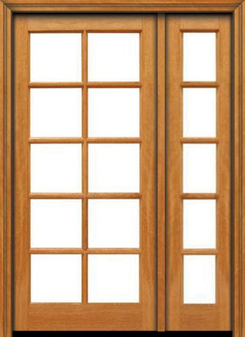 WDMA 40x80 Door (3ft4in by 6ft8in) French Mahogany 80in 10 lite Single Door/1side IG Glass 1