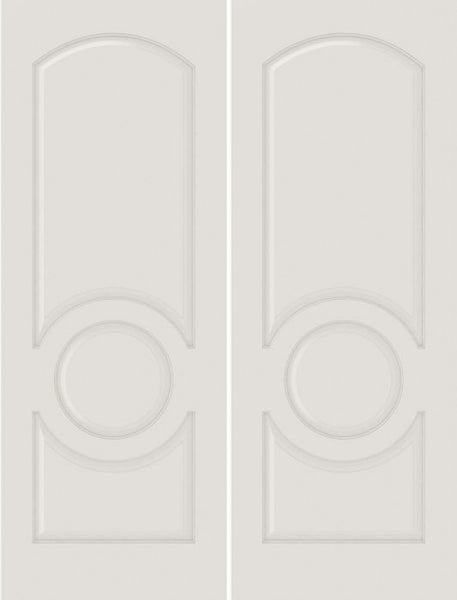 WDMA 40x80 Door (3ft4in by 6ft8in) Interior Bypass Smooth 3120 MDF 3 Panel Arch Panel Circle Double Door 1