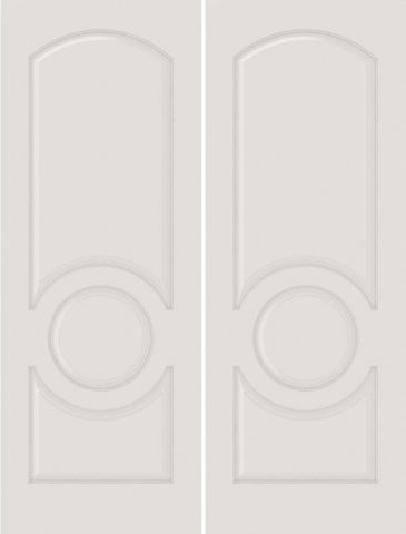 WDMA 40x80 Door (3ft4in by 6ft8in) Interior Bypass Smooth 3120 MDF 3 Panel Arch Panel Circle Double Door 1