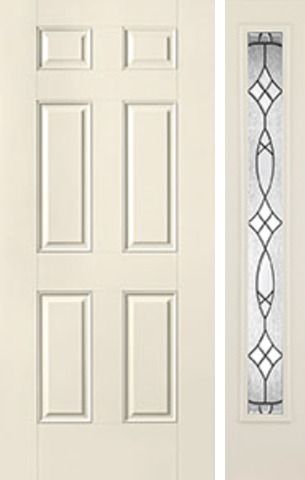 WDMA 40x80 Door (3ft4in by 6ft8in) Exterior Smooth 6 Panel Star Door 1 Side Blackstone Full Lite 1