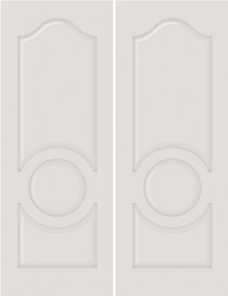 WDMA 40x84 Door (3ft4in by 7ft) Interior Barn Smooth 3140 MDF 3 Panel Arch Panel Circle Double Door 1