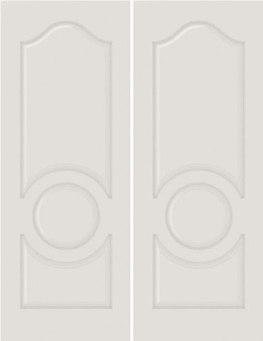 WDMA 40x84 Door (3ft4in by 7ft) Interior Barn Smooth 3140 MDF 3 Panel Arch Panel Circle Double Door 1