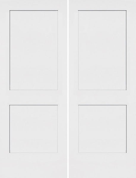 WDMA 40x96 Door (3ft4in by 8ft) Interior Swing Smooth 96in Monroe 2 Panel Shaker Hollow Core Double Door|1-3/8in Thick 1