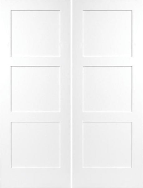 WDMA 40x96 Door (3ft4in by 8ft) Interior Barn Smooth 96in Birkdale 3 Panel Shaker Solid Core Double Door|1-3/8in Thick 1