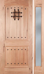 WDMA 42x80 Door (3ft6in by 6ft8in) Exterior Walnut Rustica Single Door/1side Reed Glass with Speakeasy 1