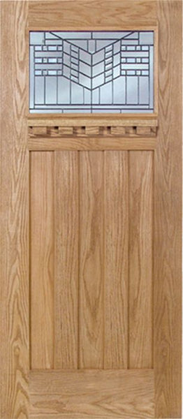 WDMA 42x80 Door (3ft6in by 6ft8in) Exterior Oak Biltmore Single Door w/ E Glass 1